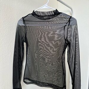 Sheer Black Mesh Long Sleeve Top